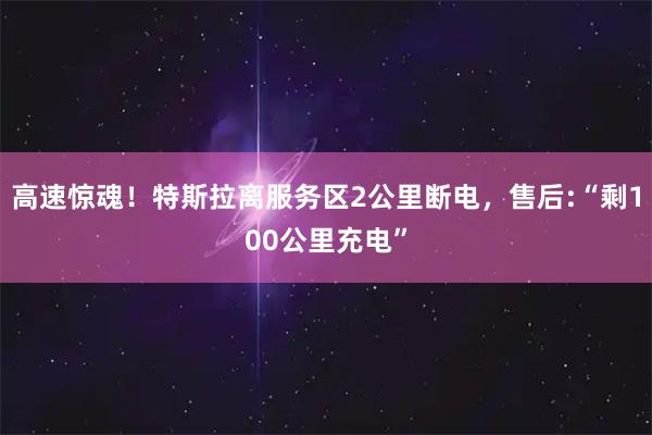 高速惊魂！特斯拉离服务区2公里断电，售后:“剩100公里充电”